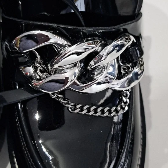 Antonio Melani Palmer Lug Sole Chain Detail Platform Loafer Pumps - Picture 4 of 8